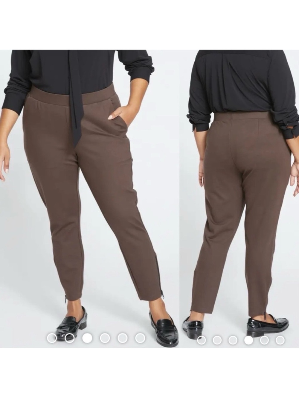 Universal Standard Moro Pocket Signature Ponte Pants With Zipper Earth Brown